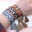 Ethnic Leopard Polyester Bracelet with Embroidered Letter and Tassel Adjustable Strap