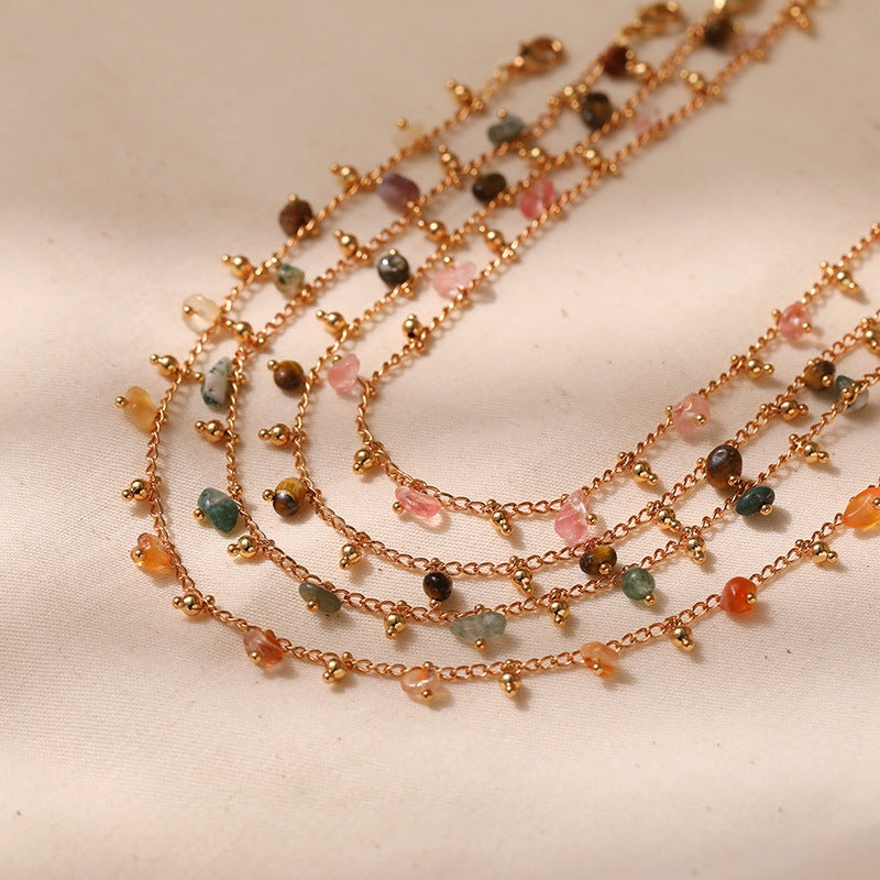 Ethnic Multicolor Natural Stone Plated Women's Anklet in Unique Design