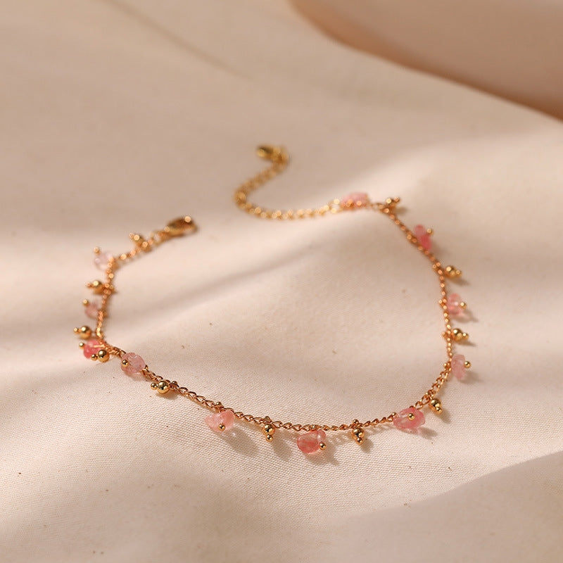 Ethnic Multicolor Natural Stone Plated Women's Anklet in Unique Design