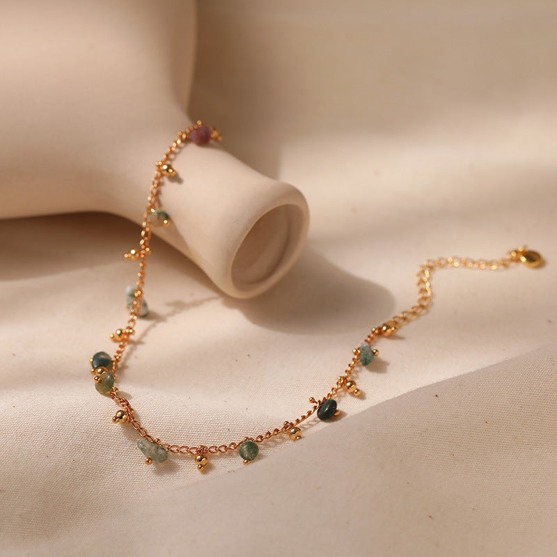 Ethnic Multicolor Natural Stone Plated Women's Anklet in Unique Design