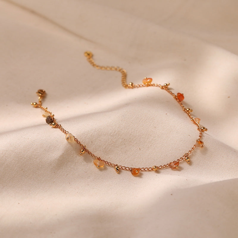Ethnic Multicolor Natural Stone Plated Women's Anklet in Unique Design