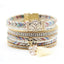 Ethnic Owl PU Leather Inlay Artificial Diamond Bohemian Women's Bracelet