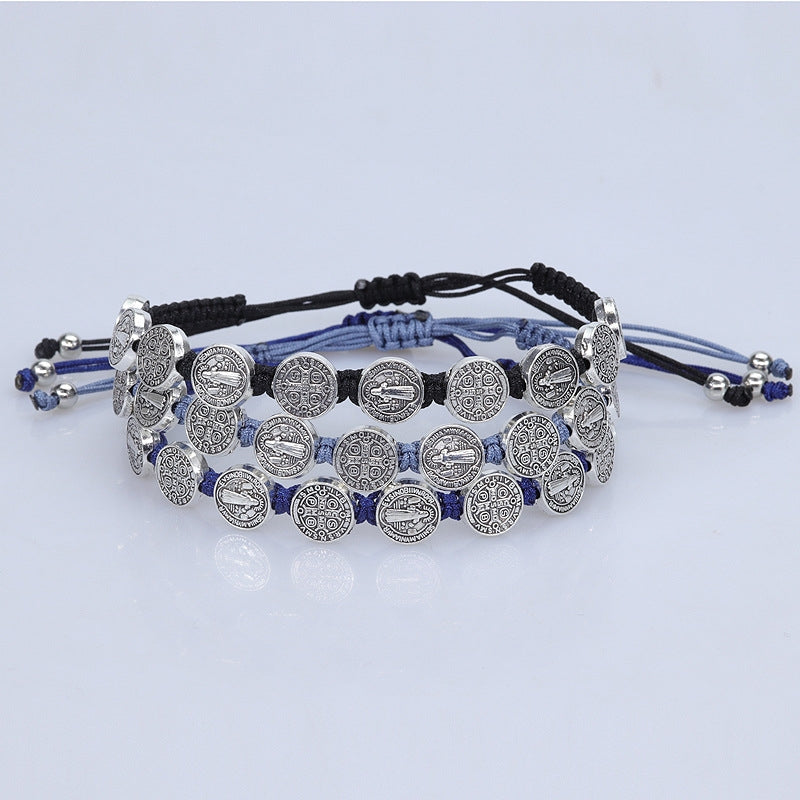 Ethnic Portrait Alloy Couple Bracelets - European American Style Men's Woven Holiday Jewelry