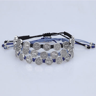 Ethnic Portrait Alloy Couple Bracelets - European American Style Men's Woven Holiday Jewelry