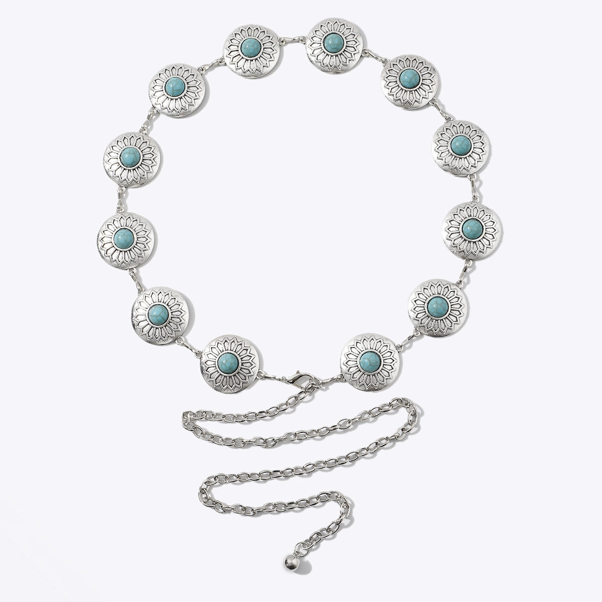 Ethnic Bohemian Turquoise Alloy Women's Chain Belt