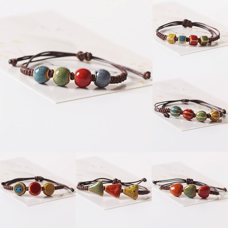 Ethnic Style Jingdezhen Ceramic Knitted Women's Bracelet