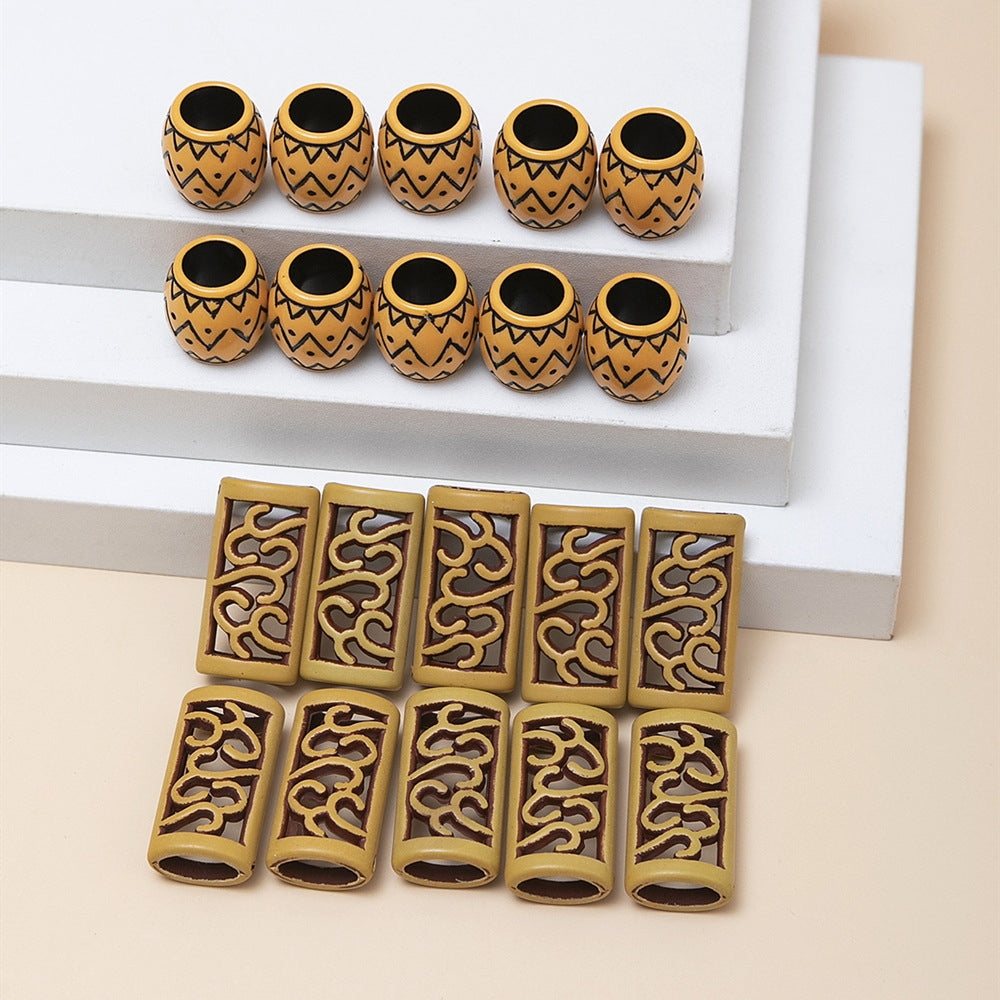 Ethnic Resin Hair Buckle with Alloy Beads and Hollow Headwear Accessories