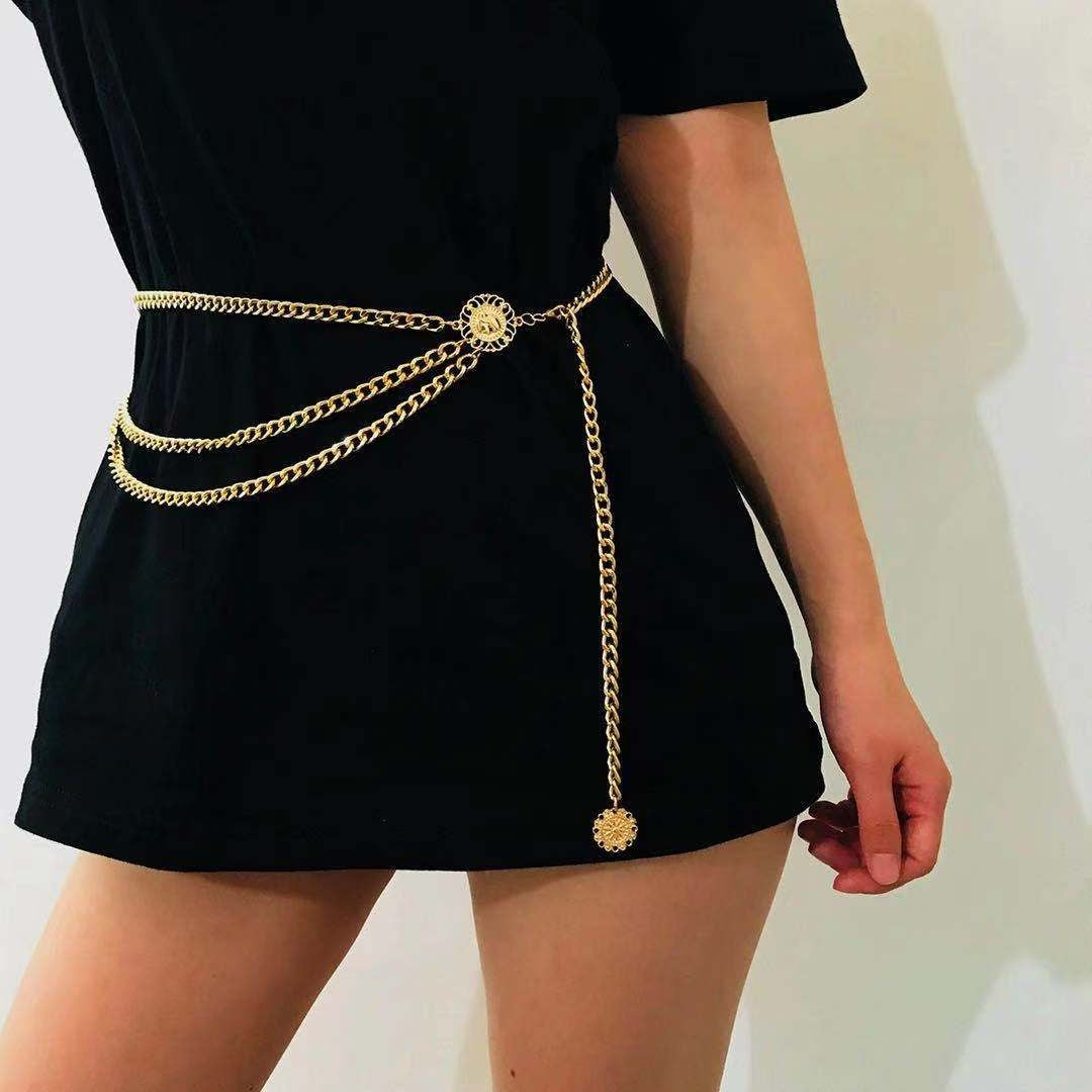 Ethnic Multi-Layer Tassel Imitation Pearl Metal Chain Belt for Women