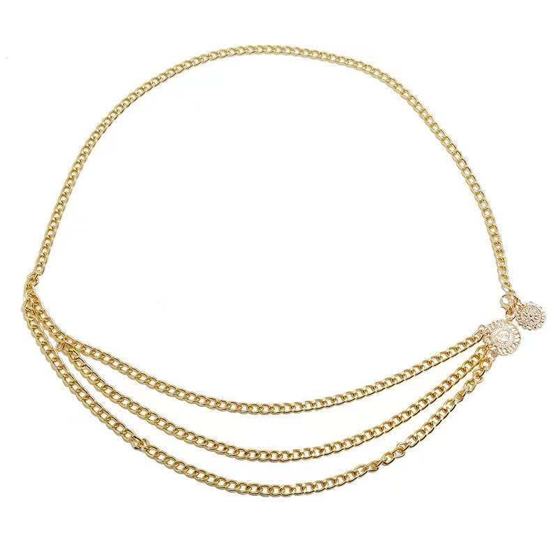 Ethnic Multi-Layer Tassel Imitation Pearl Metal Chain Belt for Women