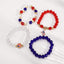 Ethnic American Flag Crystal Beaded Bracelet Set