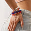 Ethnic American Flag Crystal Beaded Bracelet Set