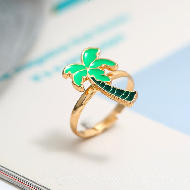 Ethnic Tree Alloy Adjustable Women's Rings - Minimalist Beach Palm Design