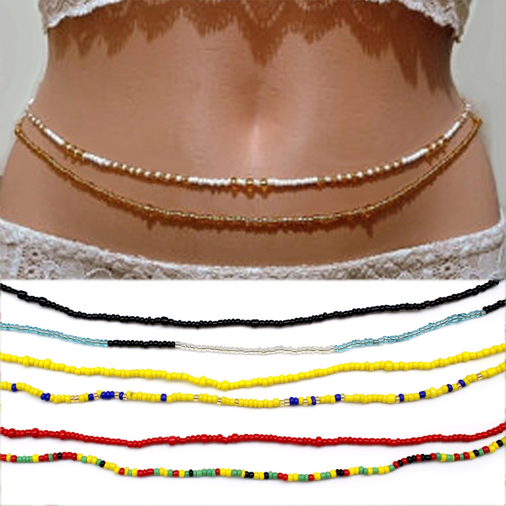 Ethnic Beaded Colorful Waist Chain for Women - Beach Bikini Body Jewelry