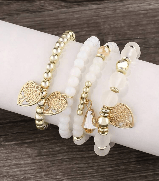 Ethnic Bohemian Heart Pendant Multi-Layer Women's Bracelet Set