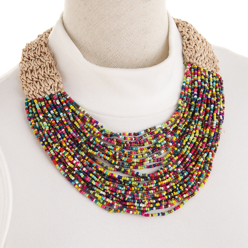 Ethnic Boho Multi-Layer Beaded Women's Necklace