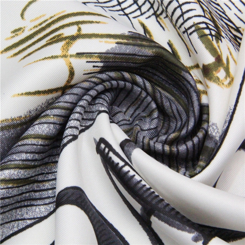 European American Silk Twill Printed Headscarf Shawl 130cm