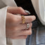 European American Glossy Cuban Ring Silver Plated Copper Jewelry with S925 Silver Hollow Band Fashion Statement Ring