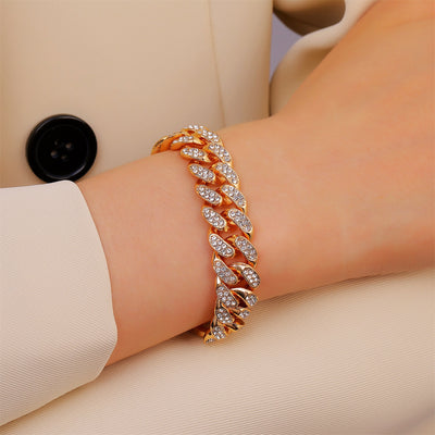 European American Diamond Cuban Chain Bracelet - Unisex Punk Style