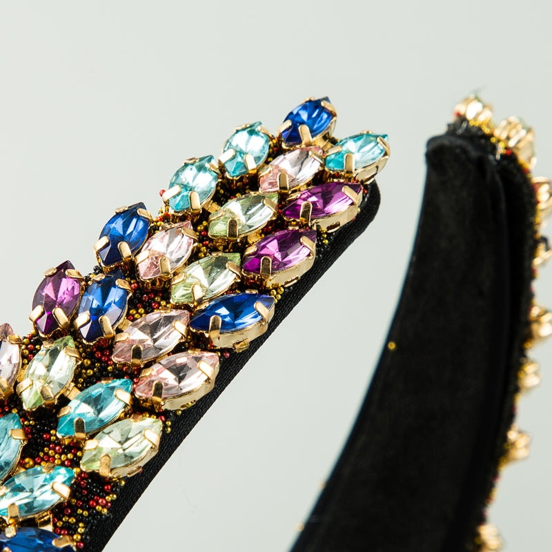 European Retro Baroque Colorful Rhinestone Teardrop Headband for Women