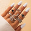 European American Snake-shaped Retro Ethnic Black Geometric Ring Set - 7 Pieces