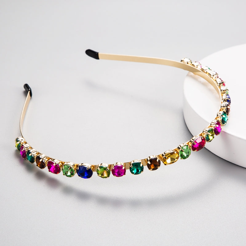 European Style Rhinestone Rainbow Glass Diamond Hairband