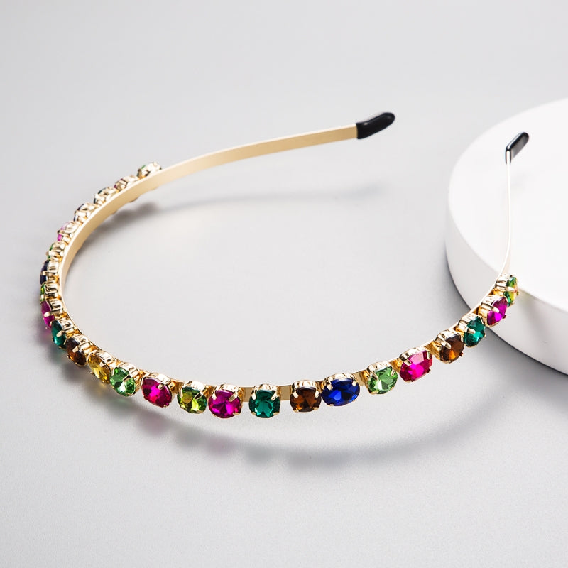 European Style Rhinestone Rainbow Glass Diamond Hairband