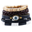 European American Retro Woven Cowhide Eye Leather Bracelet Set for Men