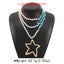 Exaggerated Bohemian Layered Star Beaded Necklace with Imitation Pearl and Turquoise