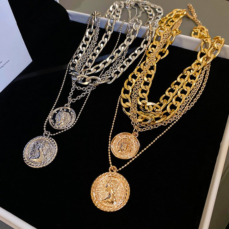 Exaggerated Classic Style Human Geometric Alloy Wholesale Layered Necklaces