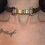 Exaggerated Geometric Metal PU Leather Choker Necklace - Y2K Punk Style