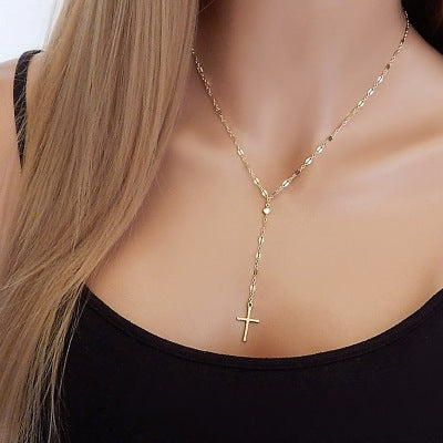 Exaggerated Vintage Cross Pendant Clavicle Necklace