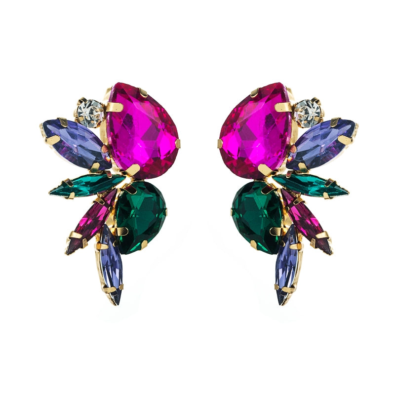 Exaggerated Multi-Layer Alloy Glass Rhinestone Earrings for Women