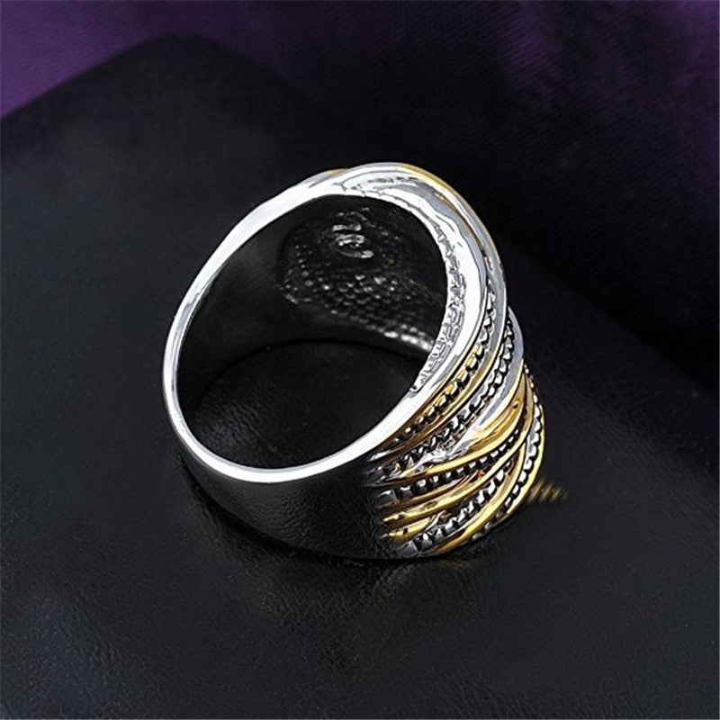 Exaggerated Vintage Dual-Tone Geometric Unisex Ring