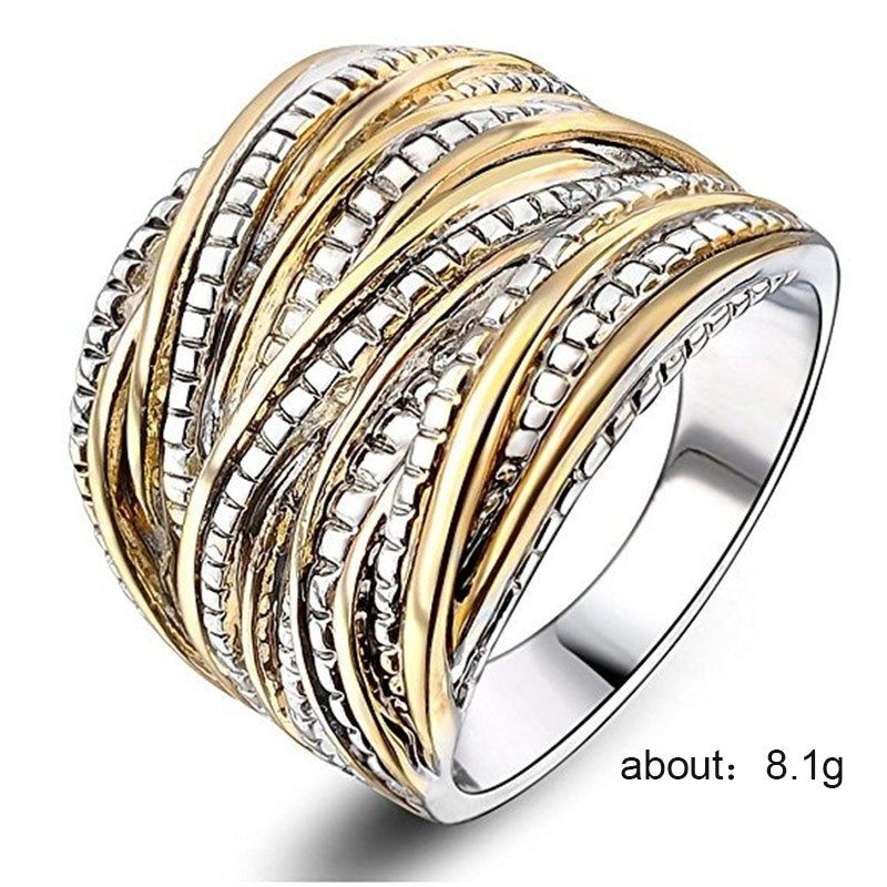 Exaggerated Vintage Dual-Tone Geometric Unisex Ring