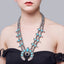 Exaggerated Geometric Turquoise Alloy Pendant Necklace for Women