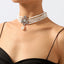 Exaggerated Geometric Pearl Alloy Beaded Rhinestone Multi-Layer Women's Choker Necklace