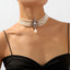 Exaggerated Geometric Pearl Alloy Beaded Rhinestone Multi-Layer Women's Choker Necklace