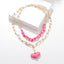 Exaggerated Heart-Shaped Acrylic Aluminum Layered Pendant Necklace