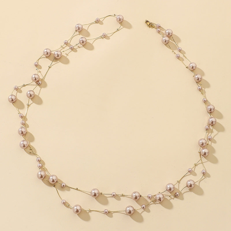 Exaggerated Long Pearl Multi-layer Vintage Alloy Necklace for Women