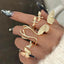 Exaggerated Modern Animal Butterfly Deer Antler Gold Open Ring Set for Women