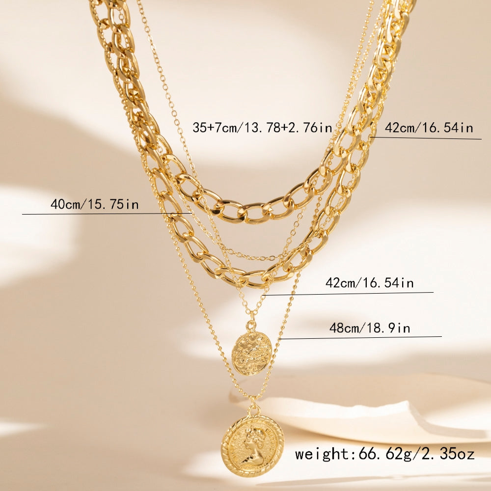 Exaggerated Modern Style Classic Style Human Circle Alloy Wholesale Layered Necklaces