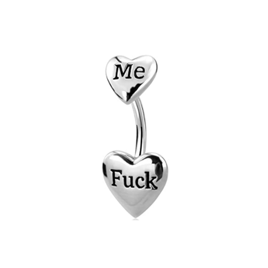 Exaggerated Punk Heart Shape Zircon Inlay Stainless Steel Belly Ring Set