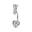 Exaggerated Punk Heart Shape Zircon Inlay Stainless Steel Belly Ring Set