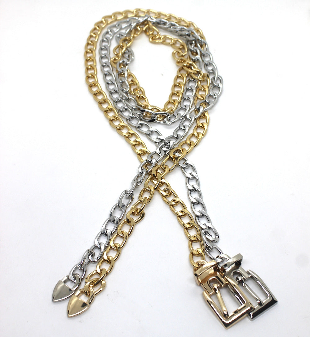 Exaggerated Punk Metal Chain Belt for Women and Men Fashion Accessory