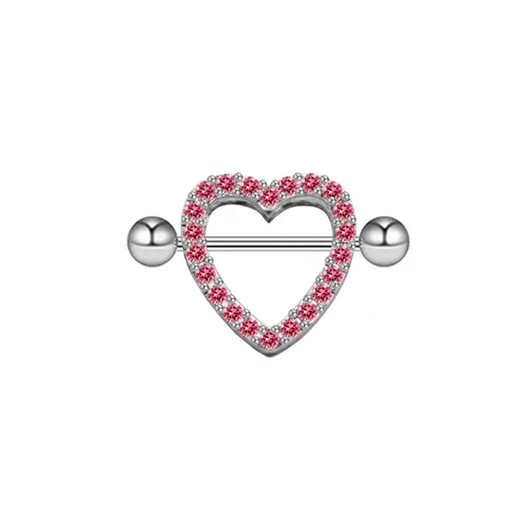 Exaggerated Rock Punk Heart Shape Copper Epoxy Plating Inlay Rhinestones Zircon White Gold Plated Chest Ring