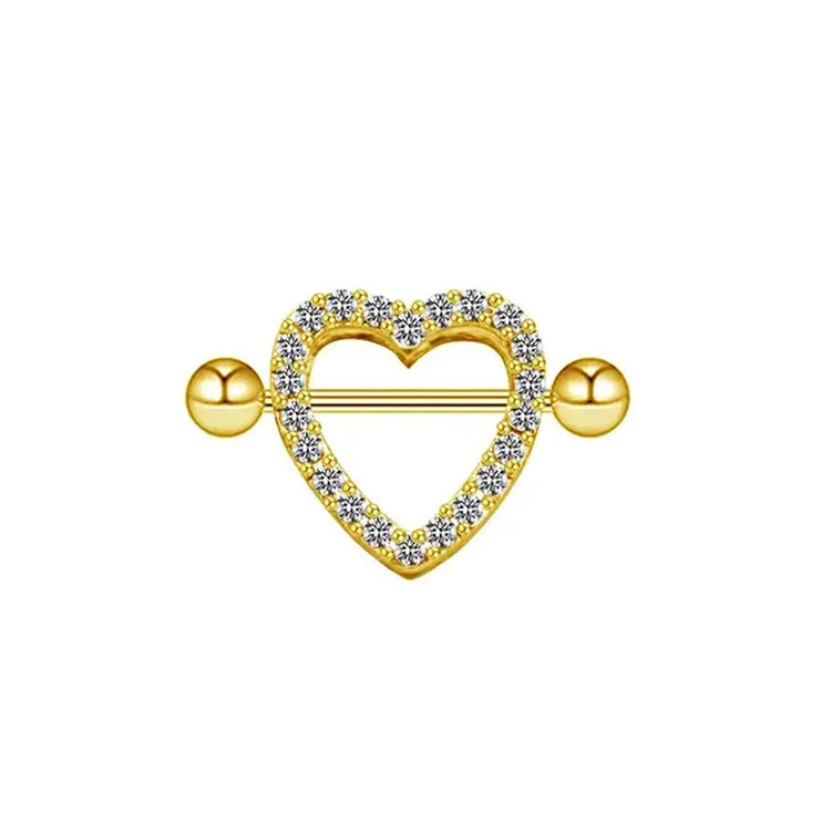 Exaggerated Punk Heart Shape Zircon Rhinestone Chest Ring Jewelry