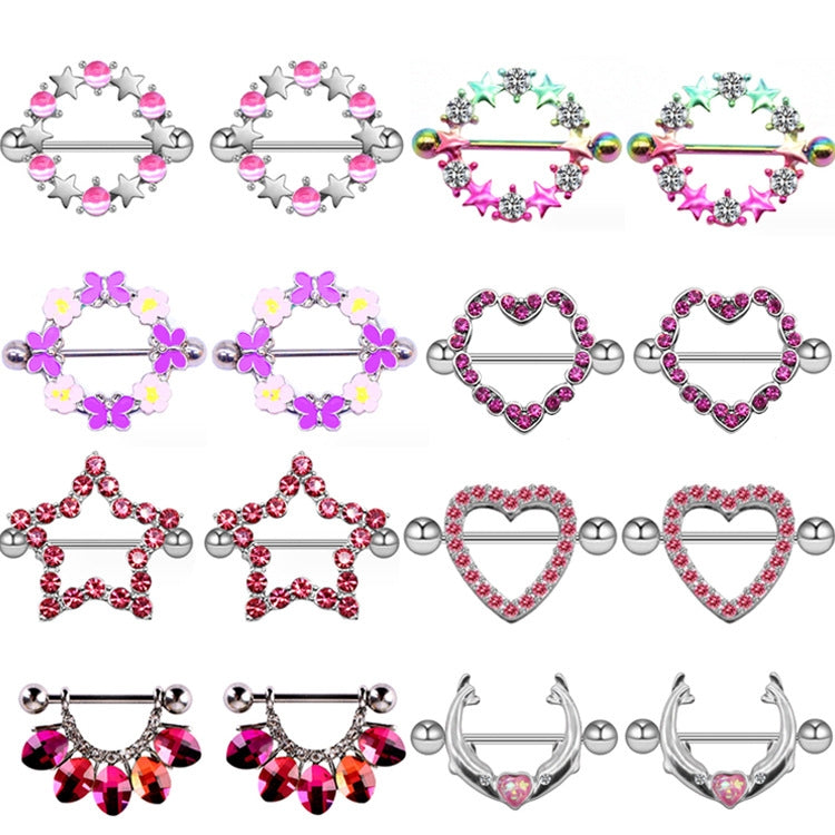 Exaggerated Punk Heart Shape Zircon Rhinestone Chest Ring Jewelry