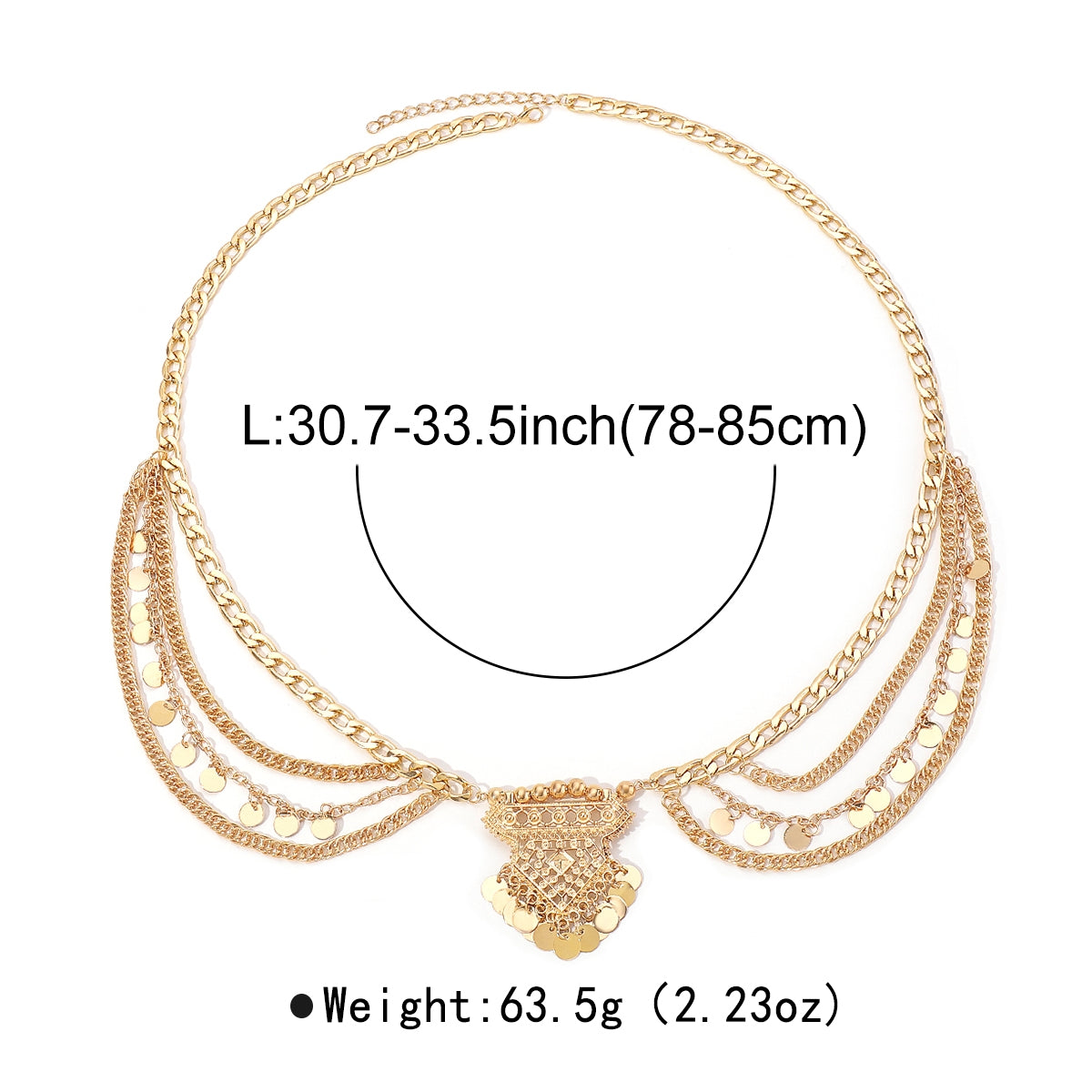 Exaggerated Geometric Multi-Layer Tassel Waist Chain Body Jewelry