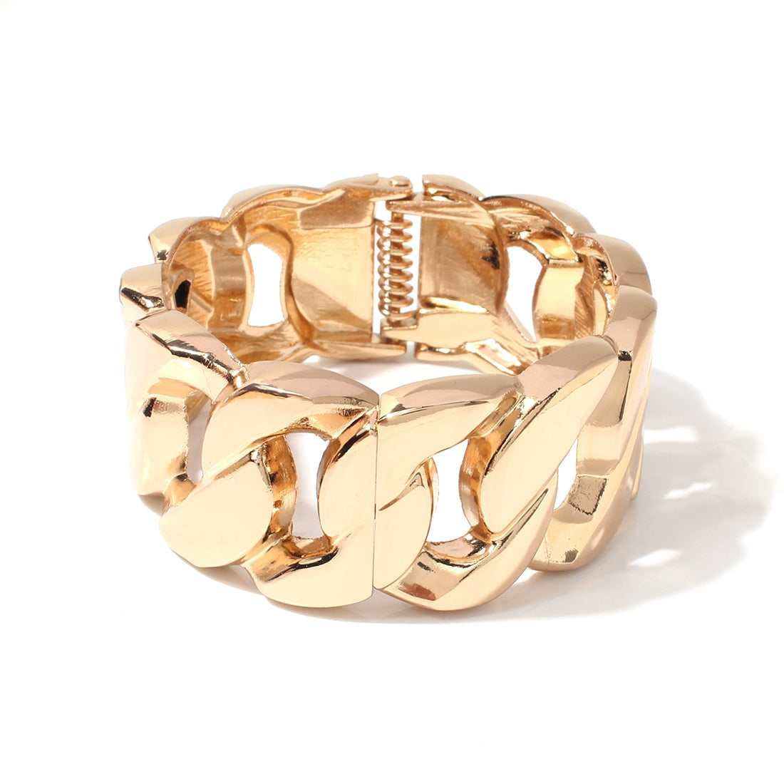 Exaggerated Simple Gold Alloy Chain Bangle for Women