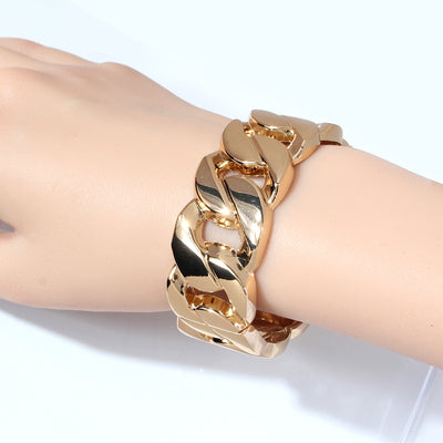 Exaggerated Simple Gold Alloy Chain Bangle for Women